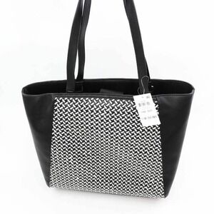 Black Faux Leather Tote Bag Purse Handbag Shopper Travel Work